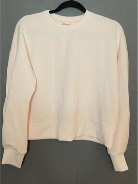 CALIA Women's Soft Scuba Crewneck Sweatshirt Pink Crop Pullover Size S